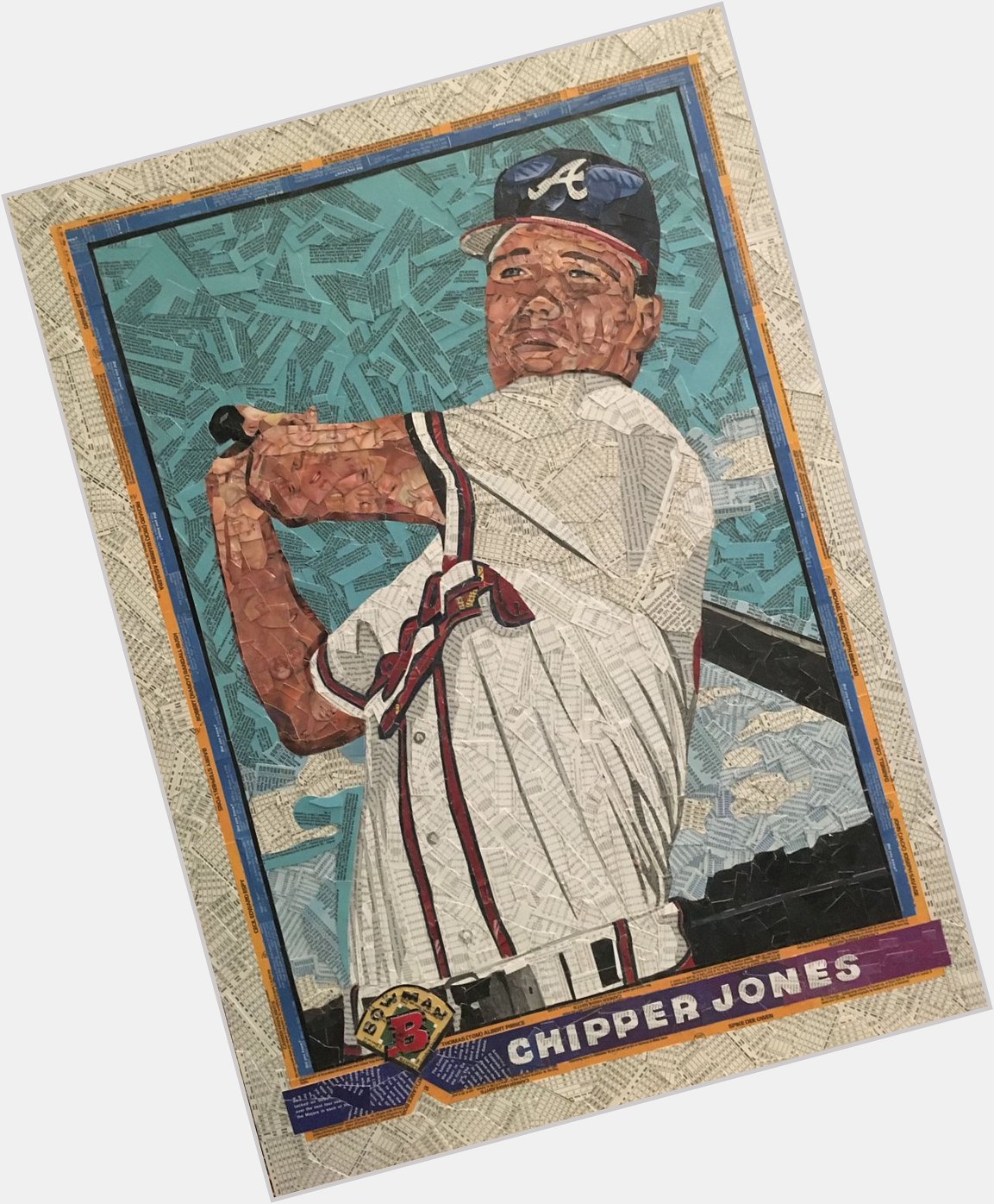 Happy Birthday, Chipper Jones!

Here is the legend s 1991 Bowman RC, made from cut common baseball cards. 