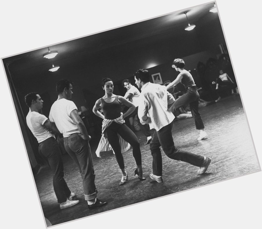 Happy birthday to here in rehearsal w/ cast of WEST SIDE STORY, 1957. Via 
