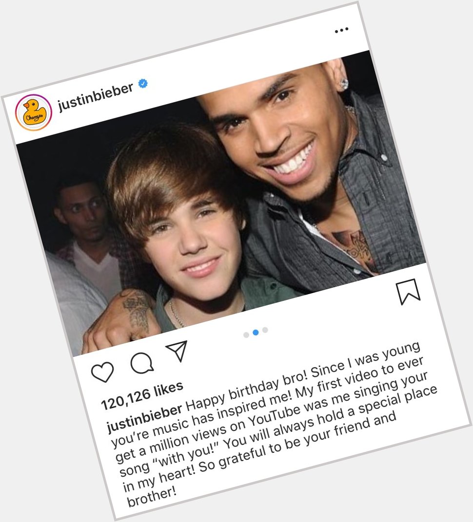 Justin Bieber wishing Chris Brown a happy birthday! 