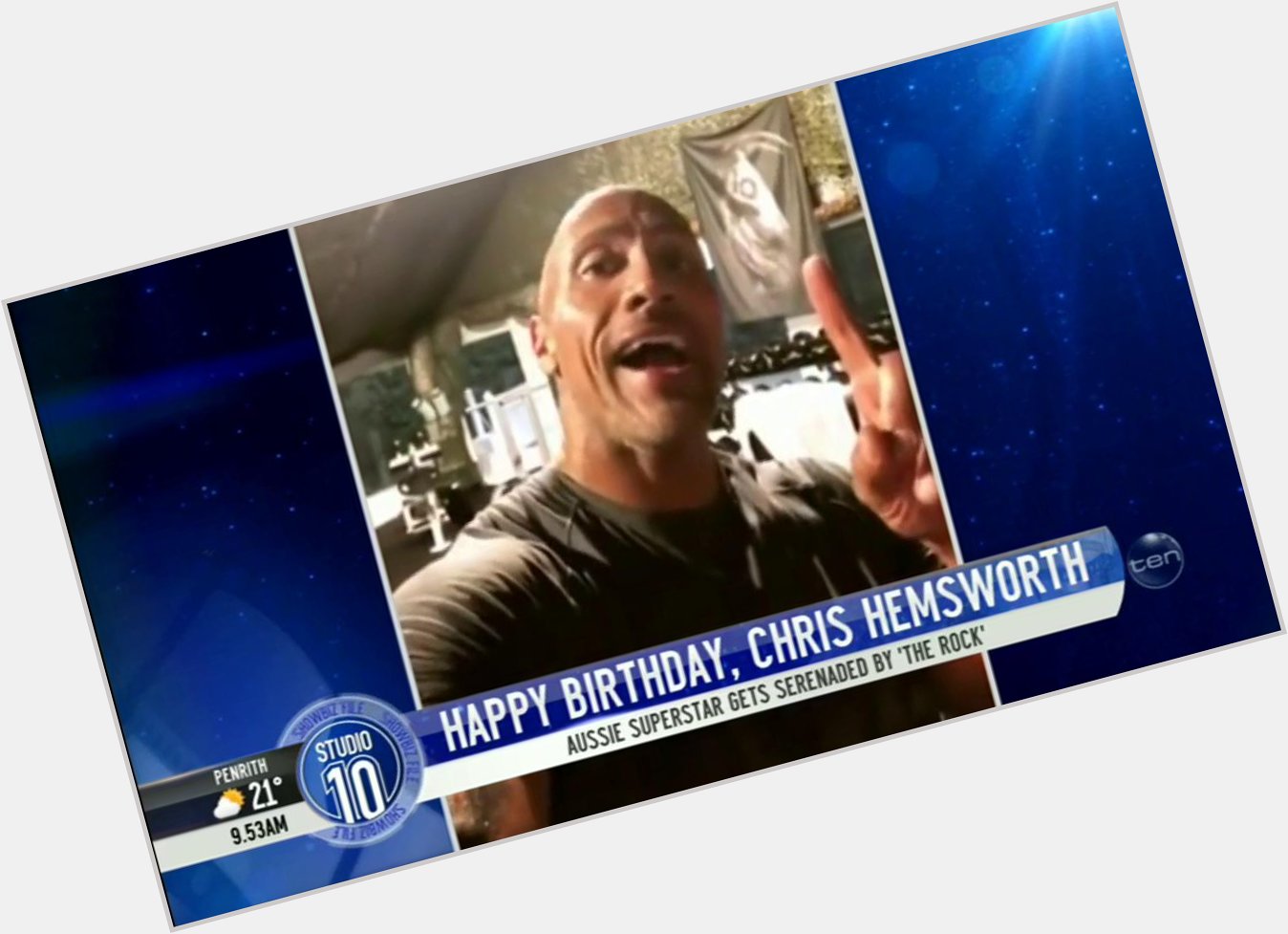 The Rock took time out of his workout to wish Chris Hemsworth a very Happy Birthday! 