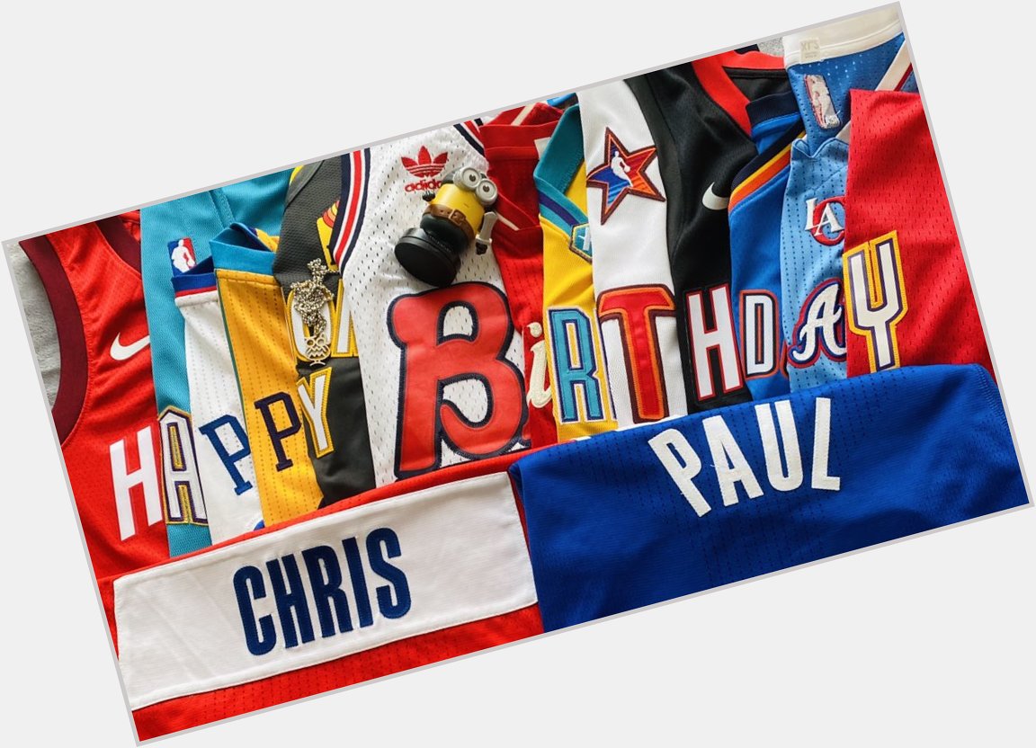 \"Happy Birthday Chris Paul\" spelled by jersey 