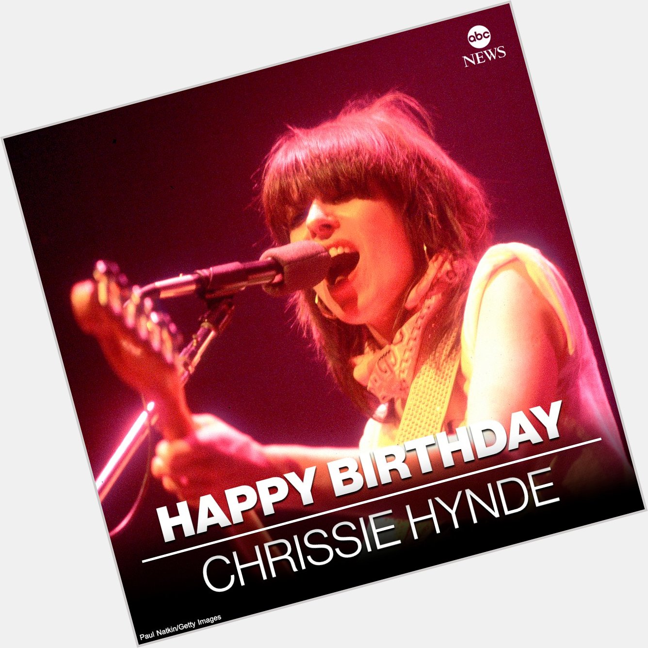 HAPPY BIRTHDAY: Rock singer Chrissie Hynde (The Pretenders) is 70 today.  