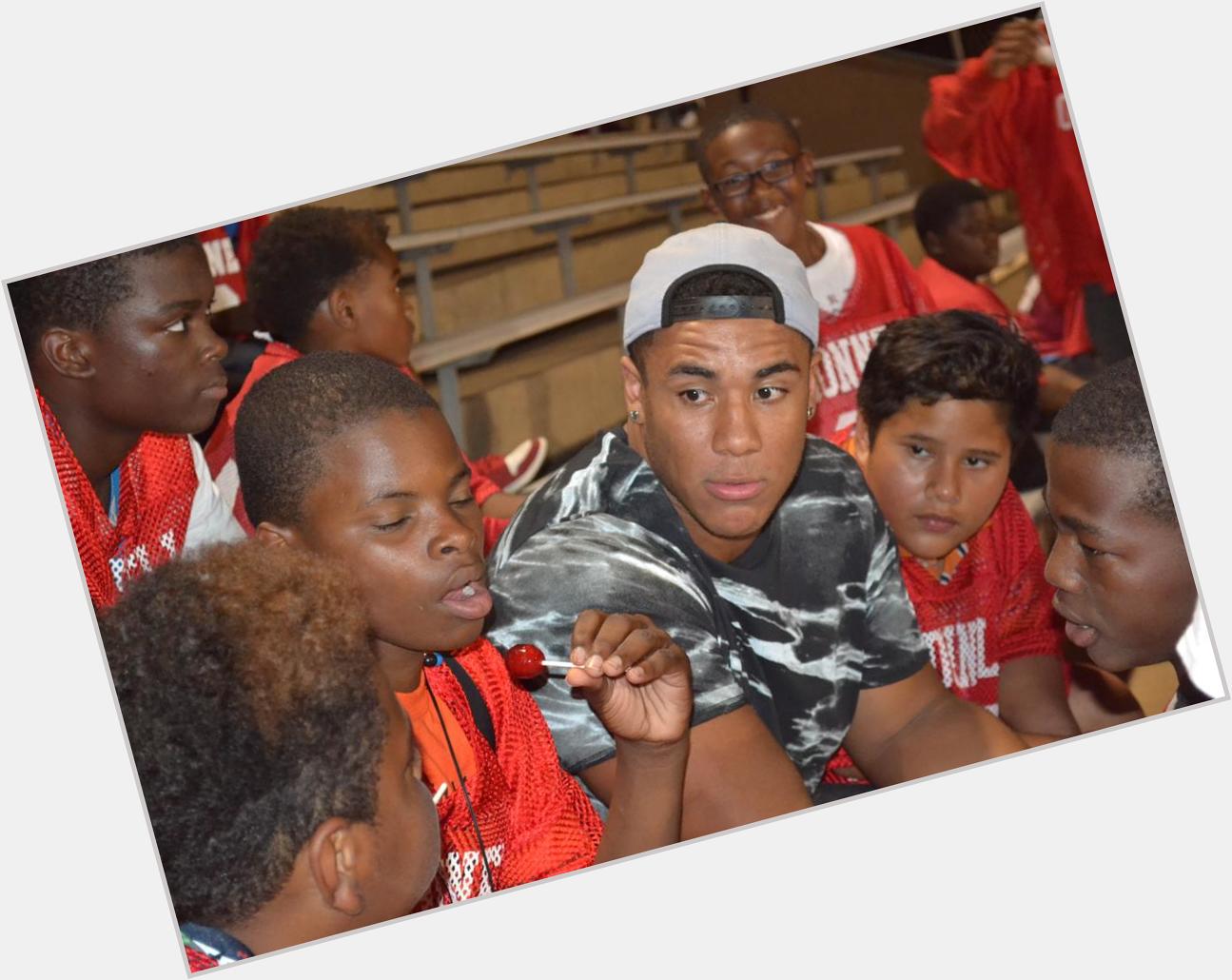. Christian Covington visiting with middle school athletes - Happy Birthday 