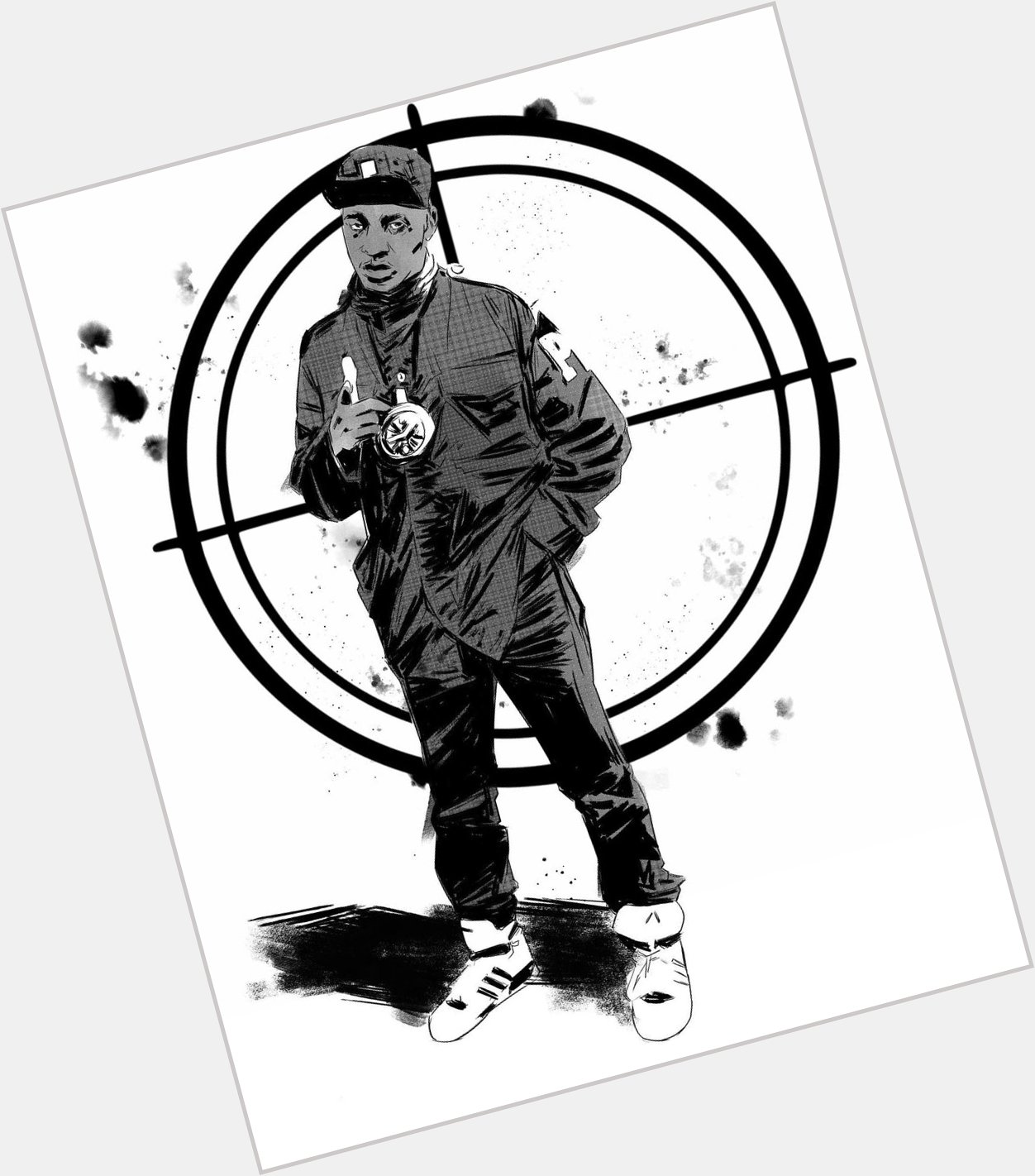 Yesterday s drawing - happy (now belated) birthday to Chuck D of Public Enemy    