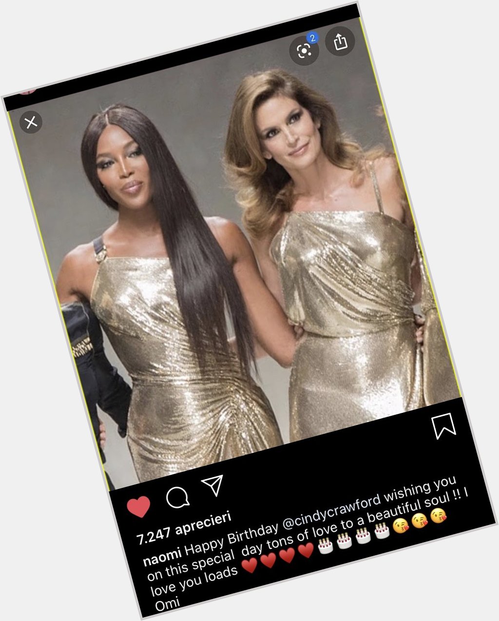 Not naomi campbell googling a pic of her and cindy crawford to wish her happy birthday and not even cropping it 