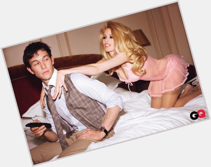 We\re wishing Claudia Schiffer a very happy 45th birthday today! picture credit: GQ with added Joseph Gordon-Levitt 