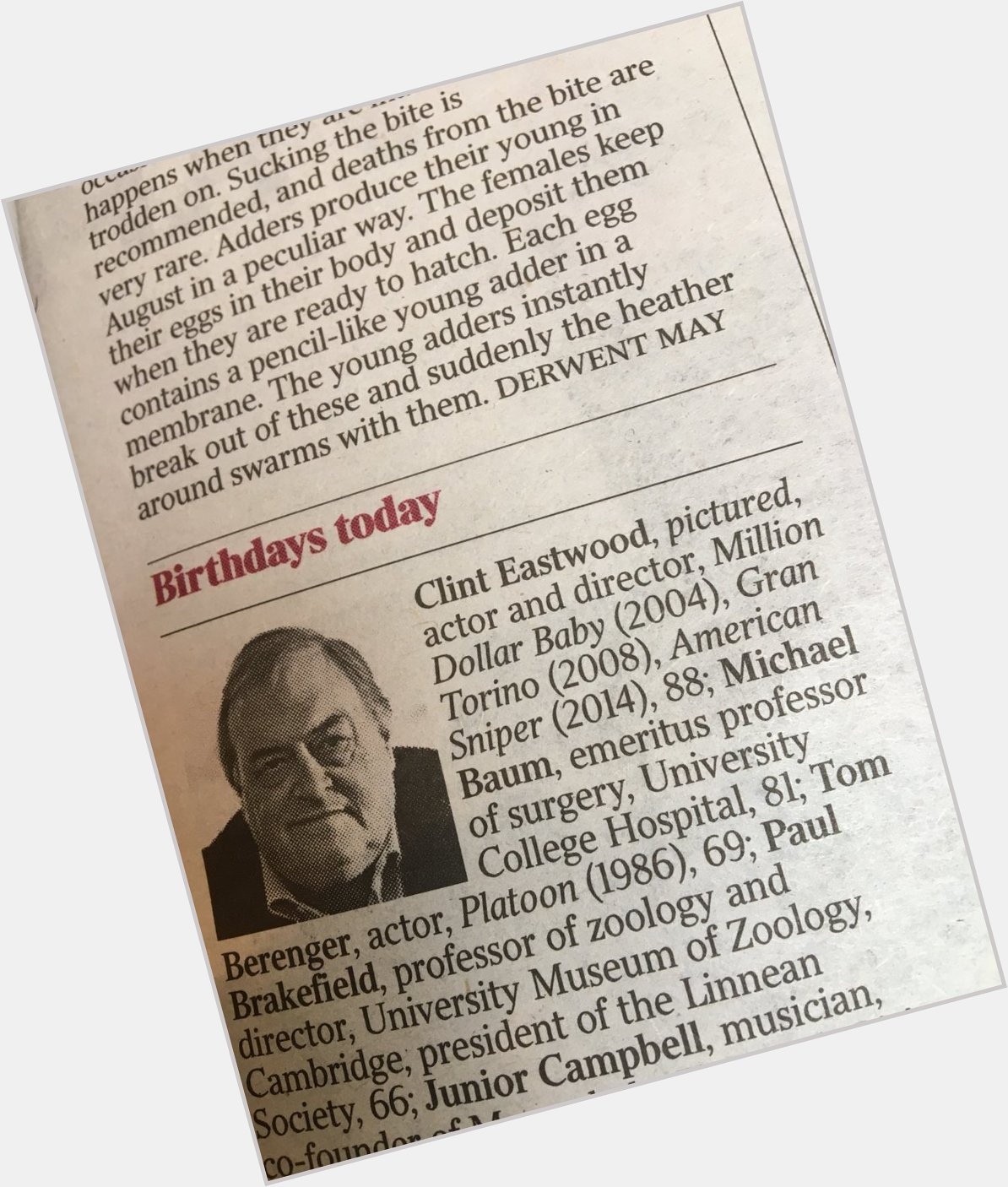 Happy birthday to Clint Eastwood! Looking good in today s Times... 