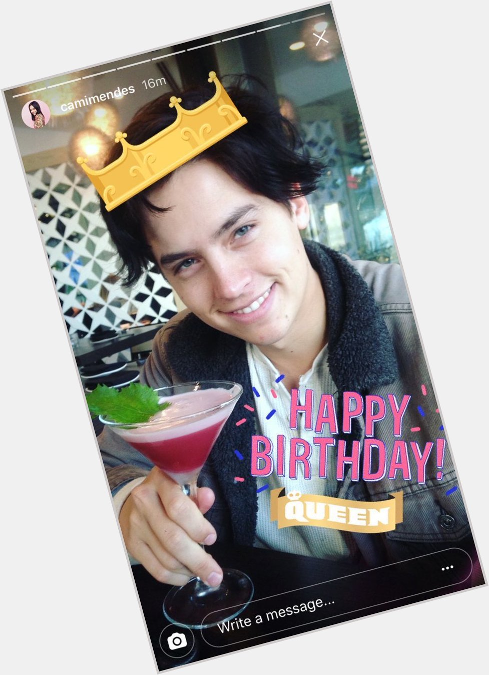 Via camila\s ig story happy bday to cole sprouse!!! 
