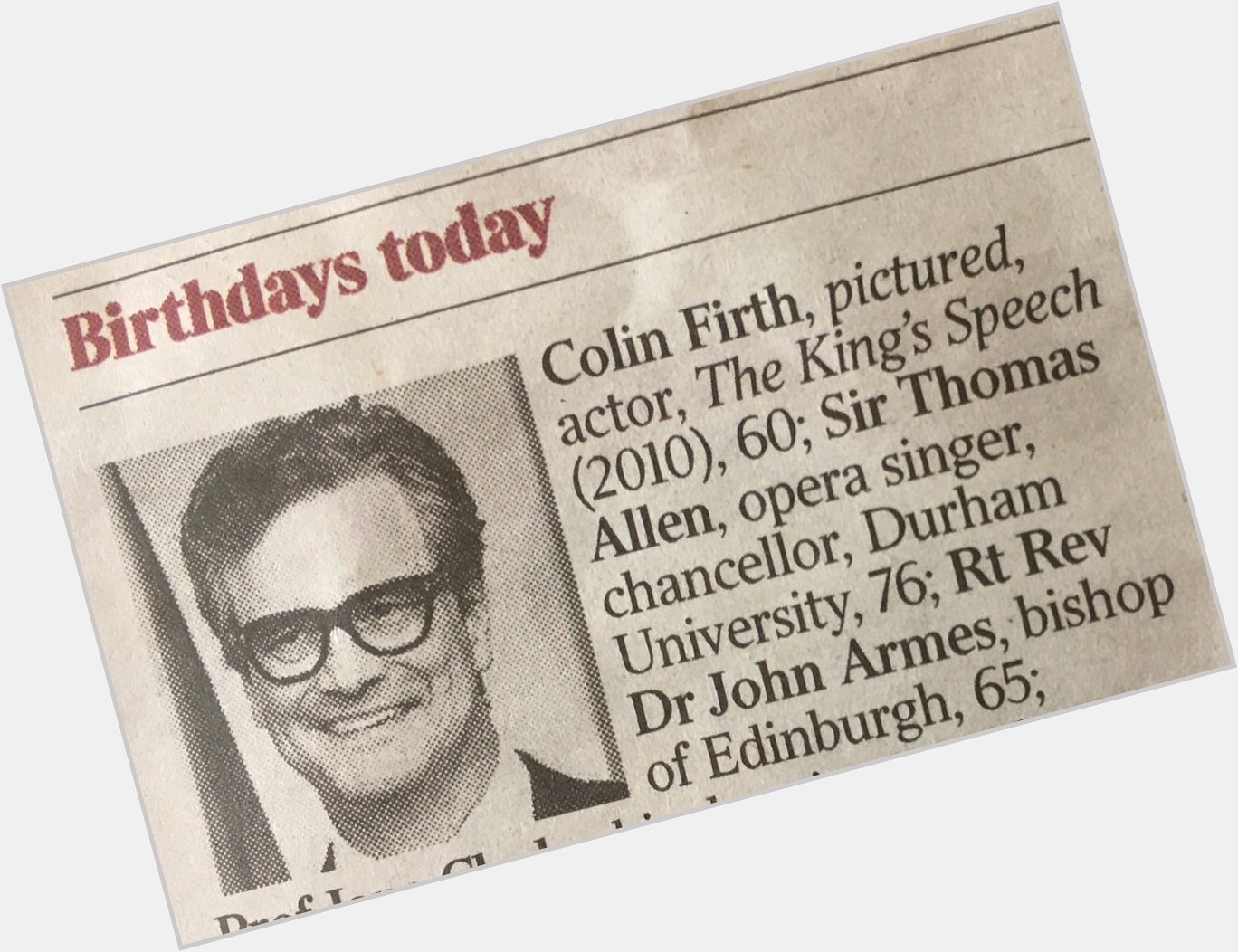  Happy 60th Birthday to Colin Firth !      