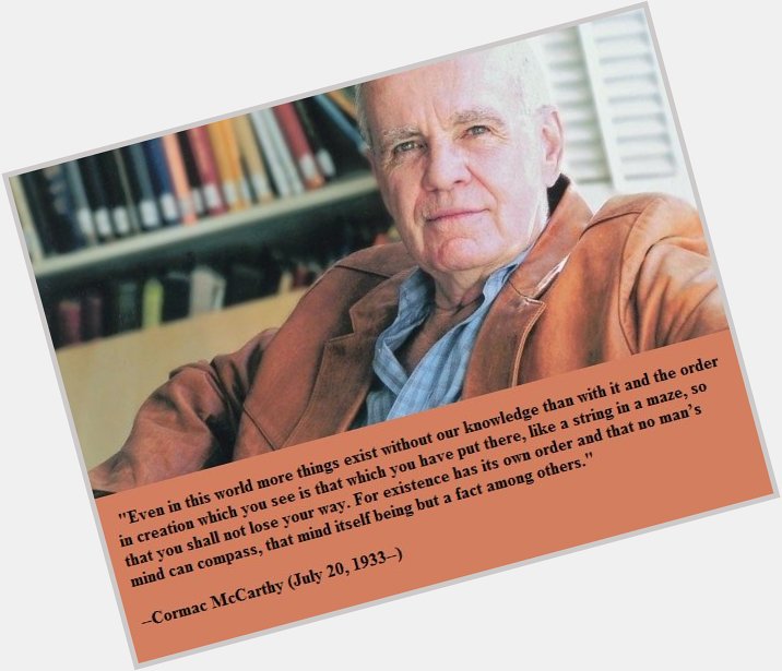 Happy birthday, Cormac McCarthy! 