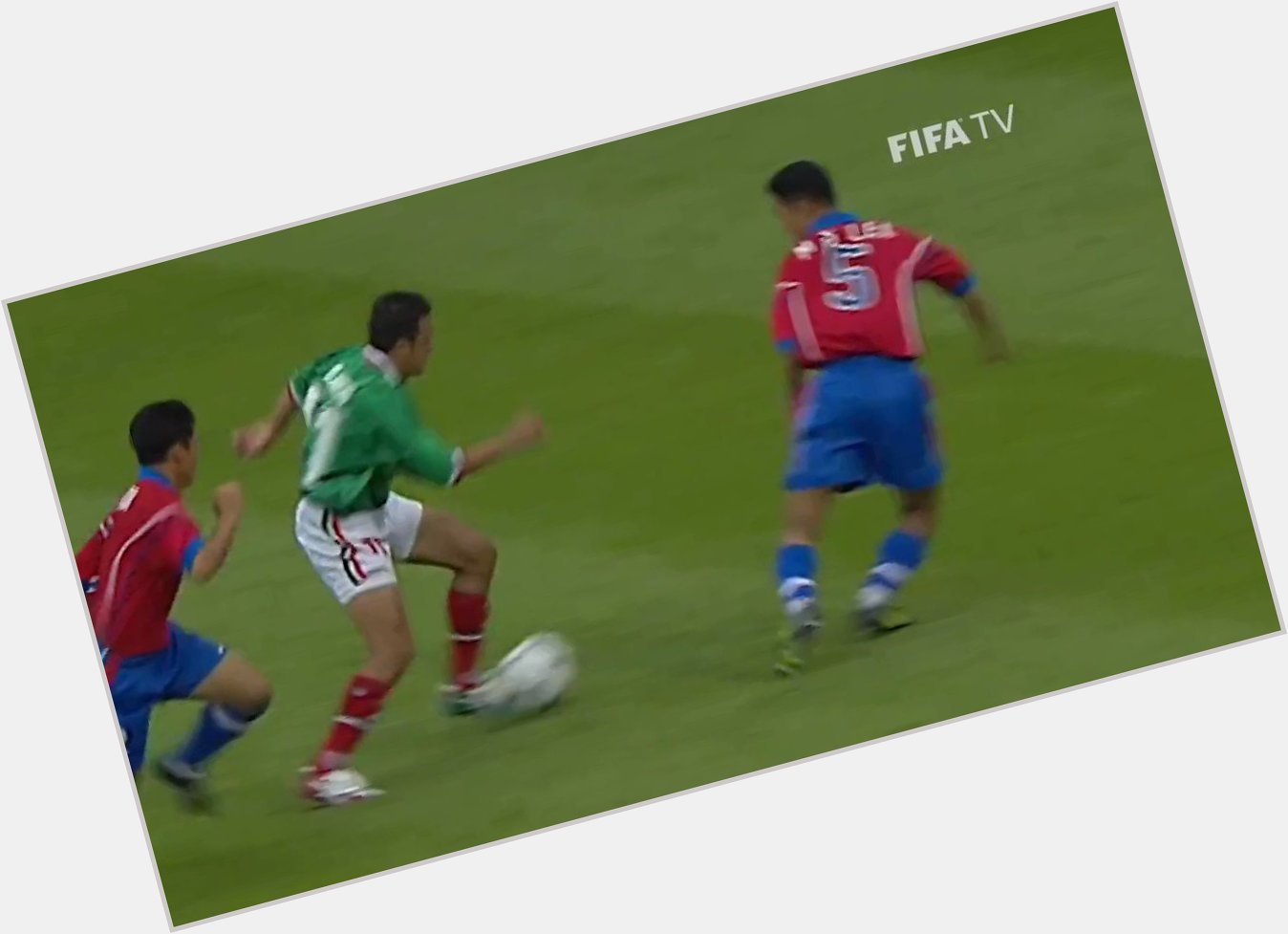 Happy birthday, Cuauhtemoc Blanco! Here he is bunny-hopping his way past two defenders at the 1998 World Cup. 

