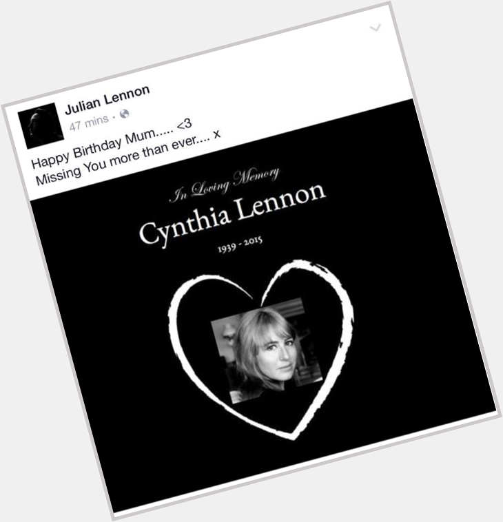 Em 10/10/1939, nascia Cynthia Powell.
Happy 76th Bday to Cynthia Lennon! We Miss You!      