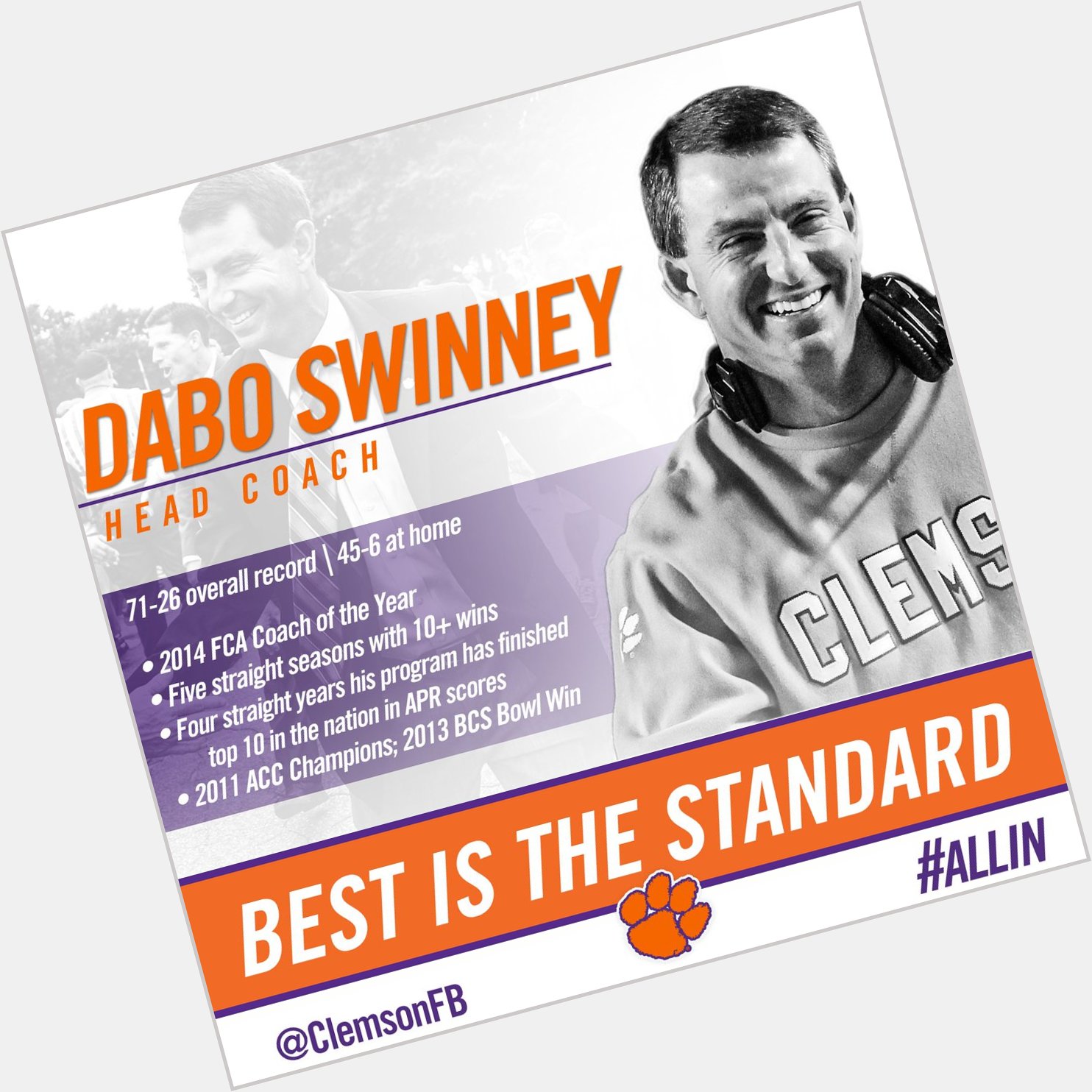 Happy birthday to the BEST coach in college football, Dabo Swinney! 