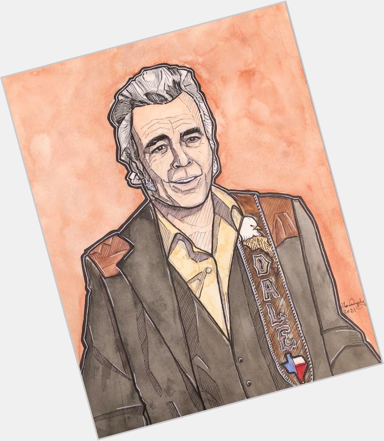 Happy Birthday to honky tonk legend, Dale Watson! 
(Portrait by watercolor & ink) 