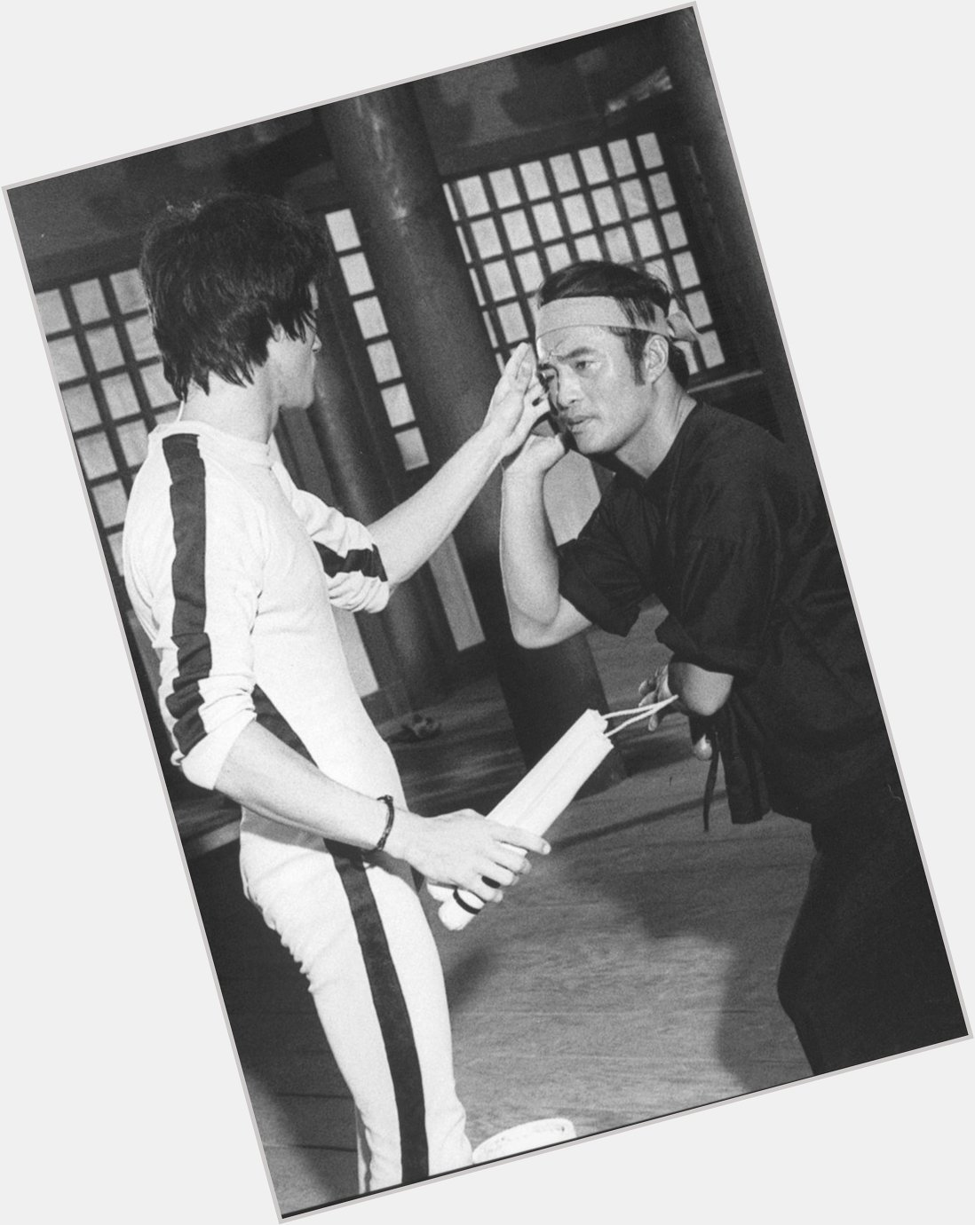  Happy Birthday to Dan Inosanto (pictured here on set with Bruce rehearsing their epic scene for Game of Death ). 