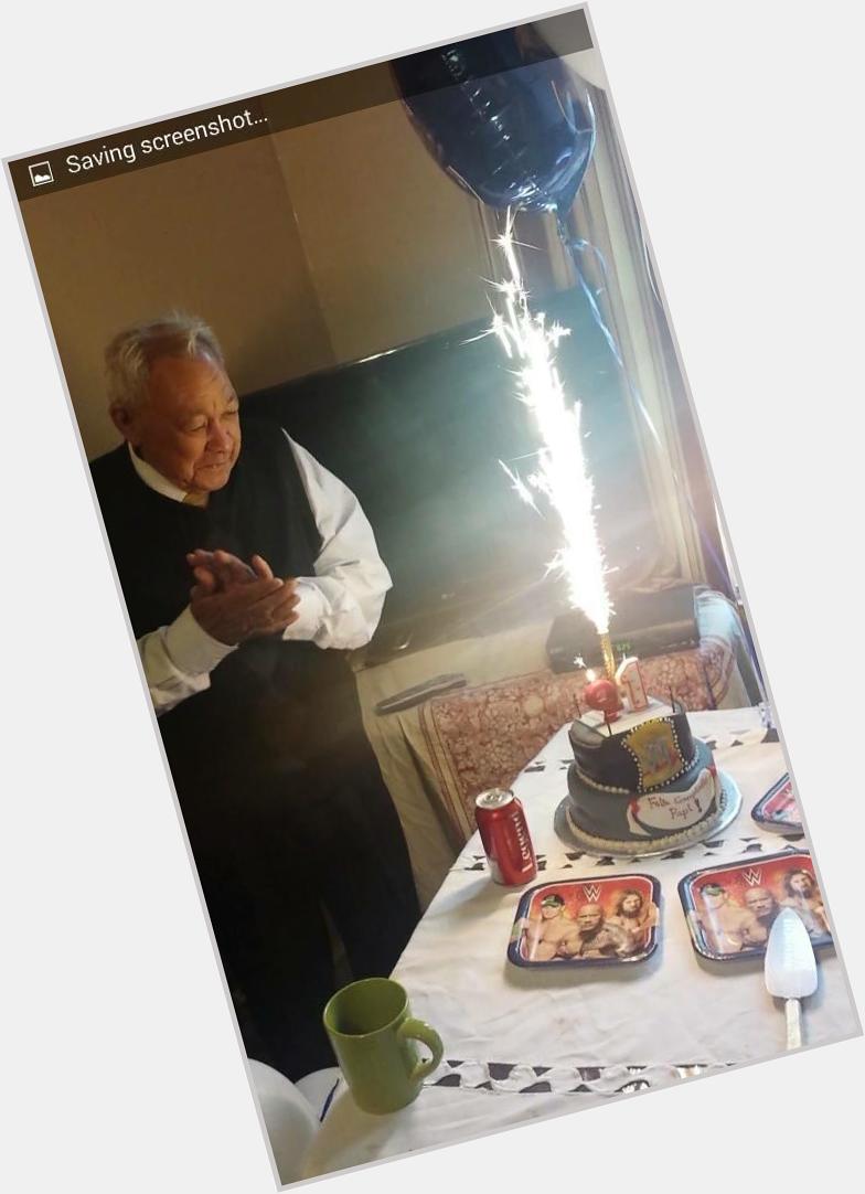 Happy 91st Birthday to my Daddy!!! dad Celebrating with theme. Daniel Bryan\s fan!!  