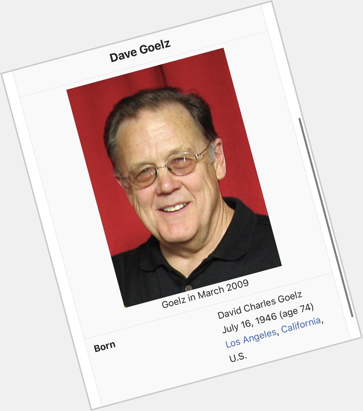 It s a national holiday. Happy birthday Dave Goelz! 