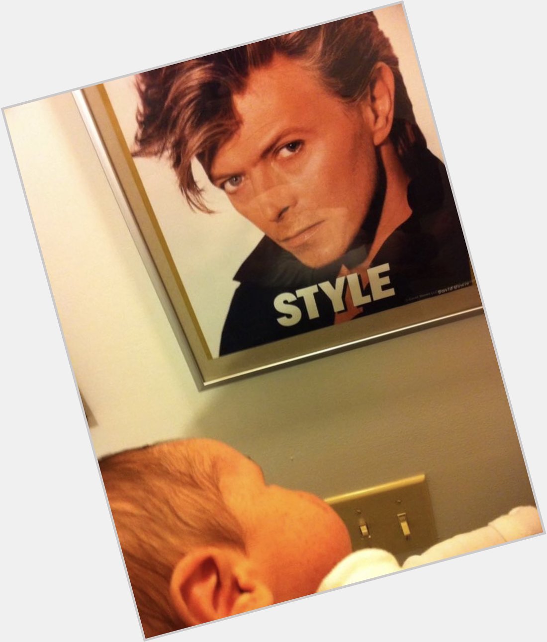 My son Phillip at 8 days old, and my son Phillip at 10 years old. Much respect, happy birthday David Bowie 