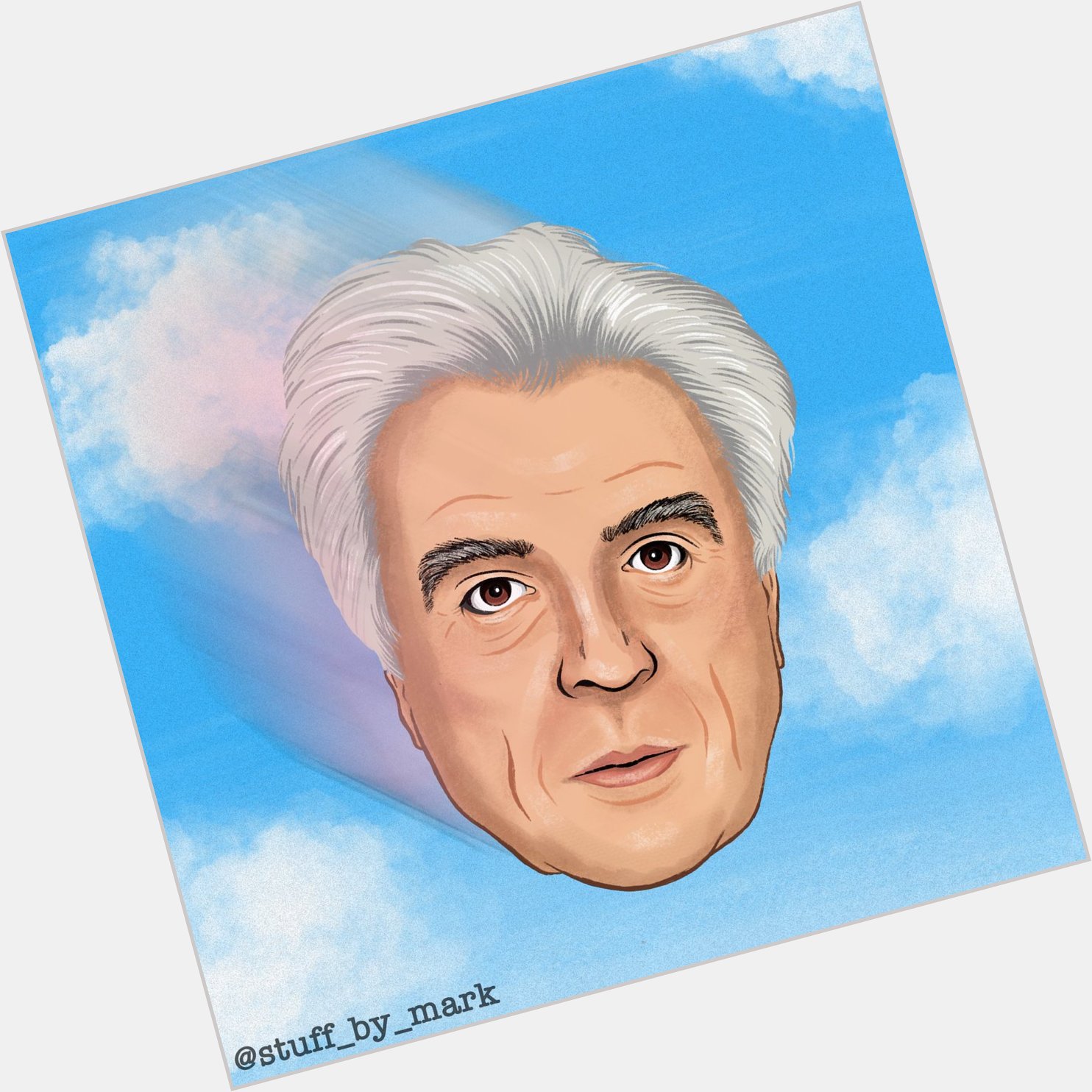 Happy Birthday David Byrne. Here\s a drawing of his head flying through the sky at breakneck speed. 