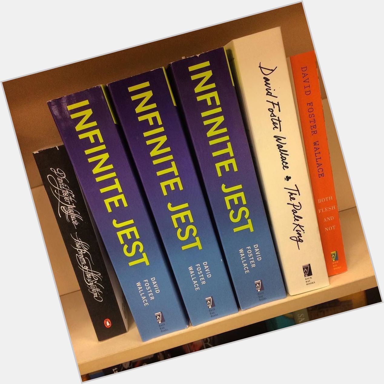 Happy birthday David Foster Wallace! Look at these new copies of \"Infinite Jest\". The spin 