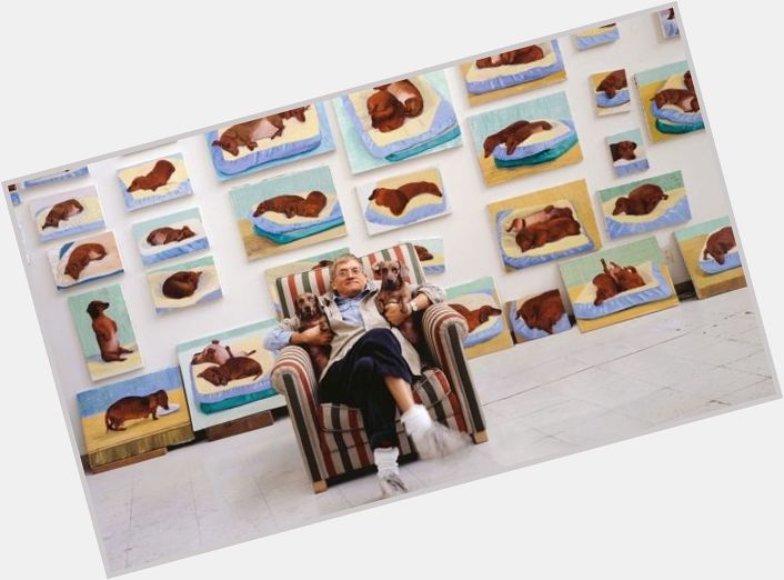 Happy Birthday to David Hockney, who has made more than 40 paintings of his sausage dogs, Stanley and Boodgie  