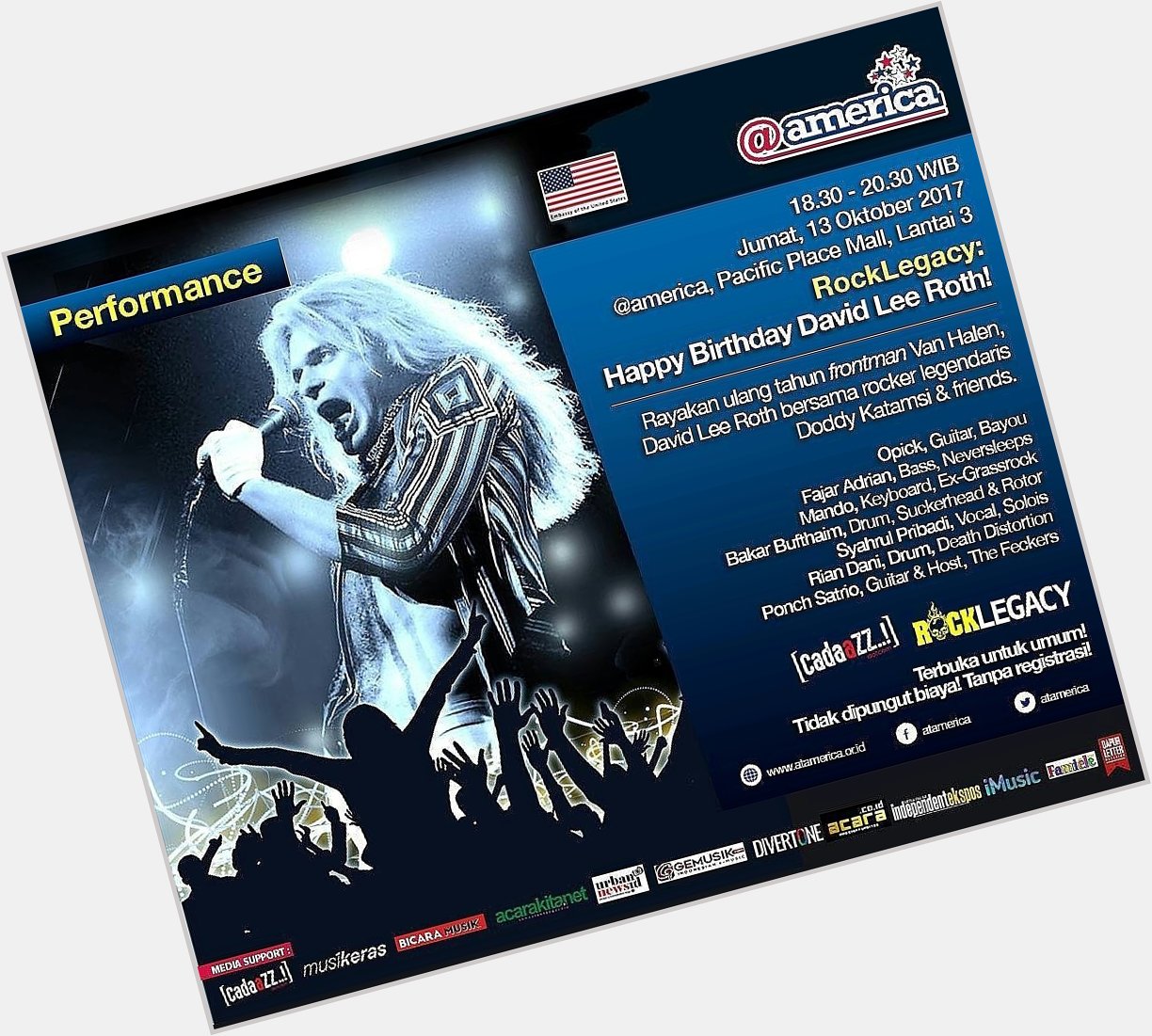 Saksikan Event Live Music Concert \"ROCK LEGACY : HAPPY BIRTHDAY DAVID LEE ROTH WITH DODDY KATAMSI AND FRIENDS\" 