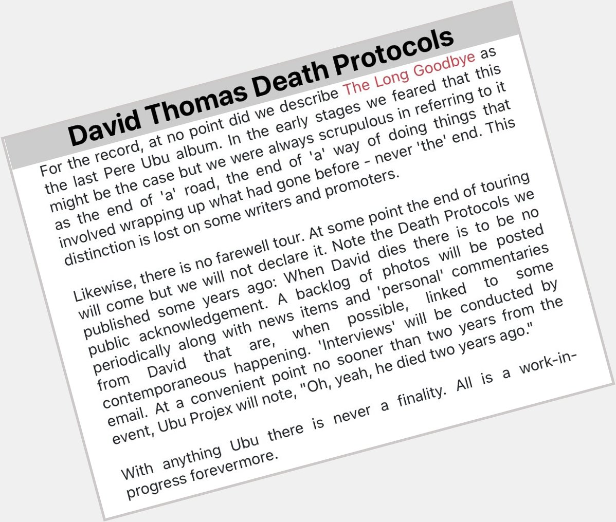 Happy 70th birthday to the great David Thomas, whom I assume is still alive. 