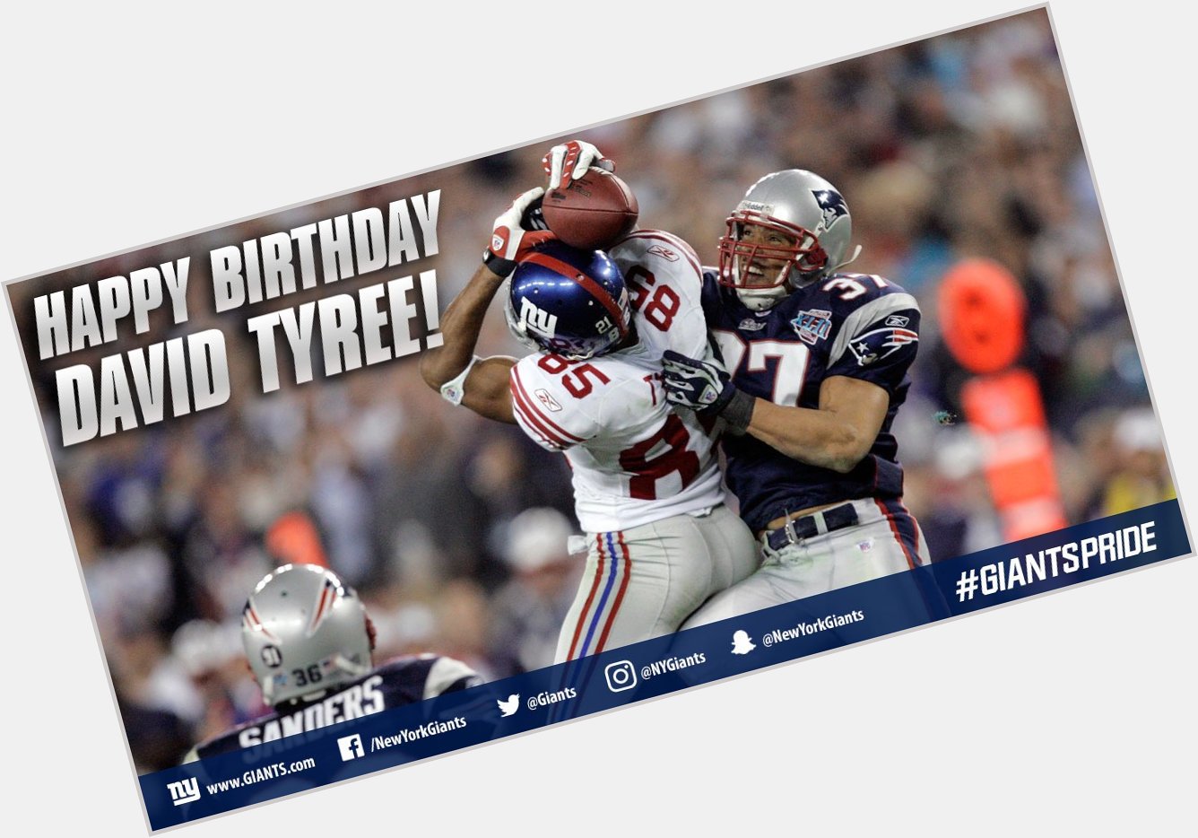 Happy Birthday David Tyree!    Revisit his legendary Super Bowl XLII helmet catch HERE:  