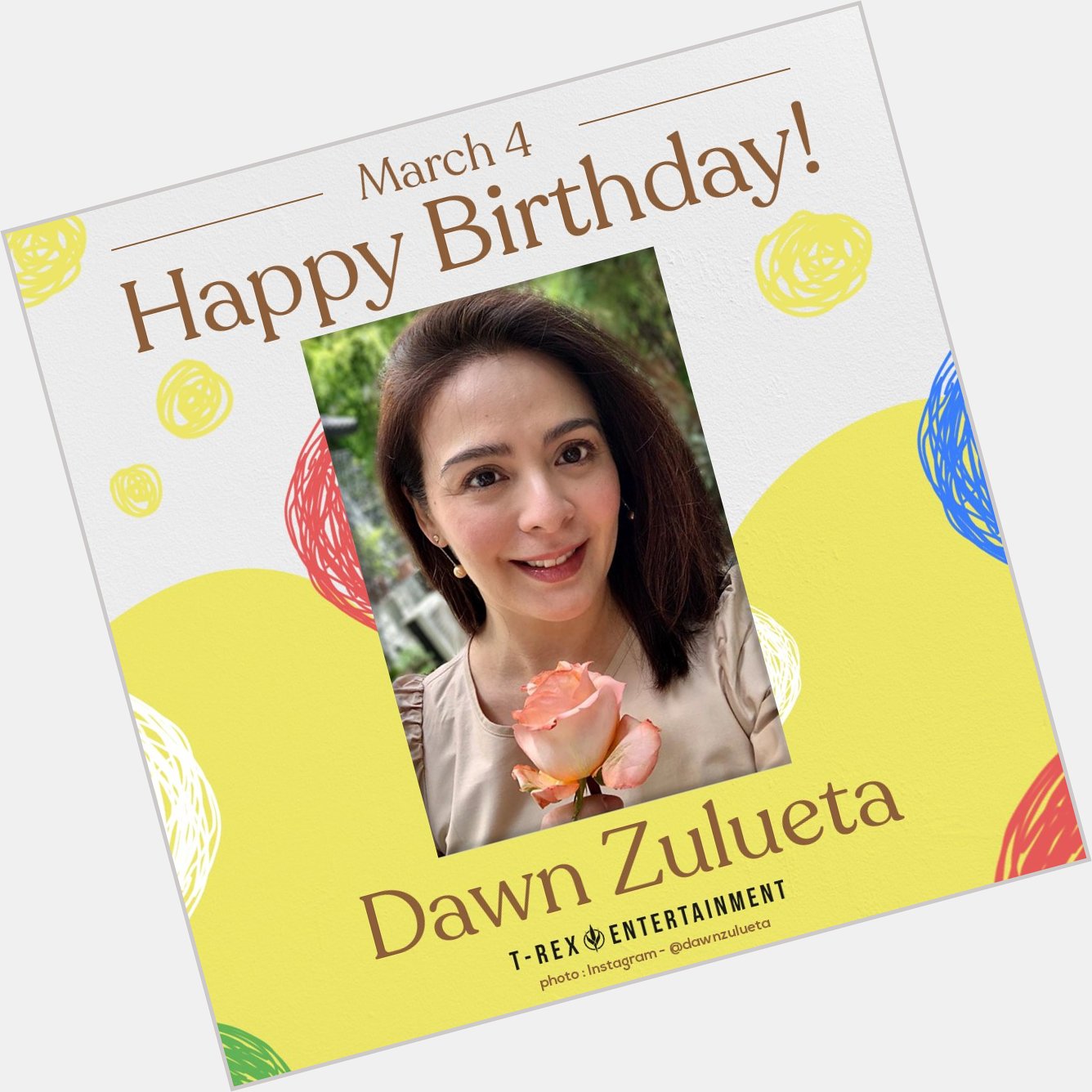 Happy 51st birthday, Dawn Zulueta!

Trivia: Her real name is Marie Rachel Salman Taleon-Lagdameo. 