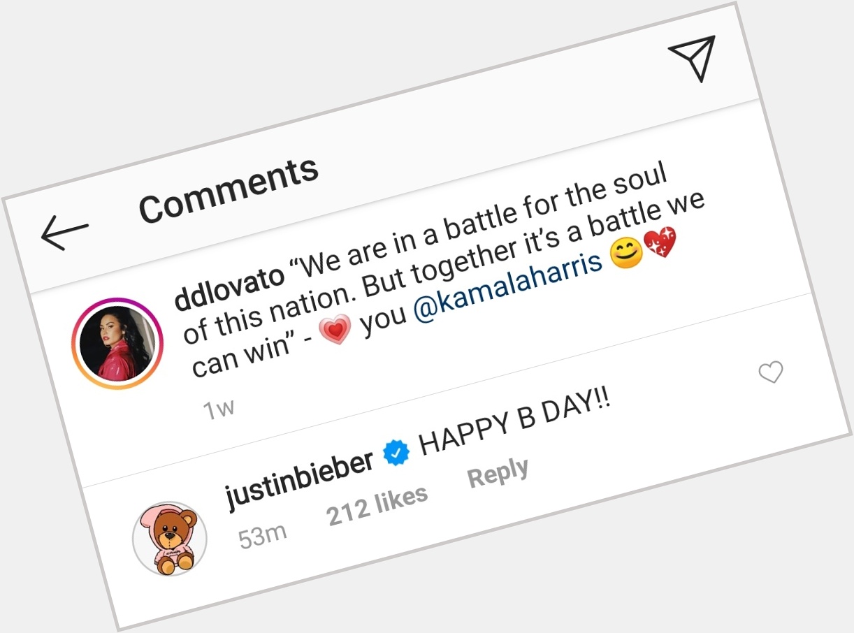 Justin wishes Demi Lovato a happy birthday under her Instagram post! 