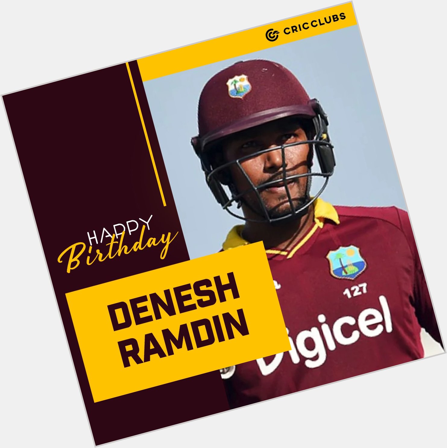 Here\s wishing the West Indian keeper batsman \Denesh Ramdin\ a very Happy Birthday 