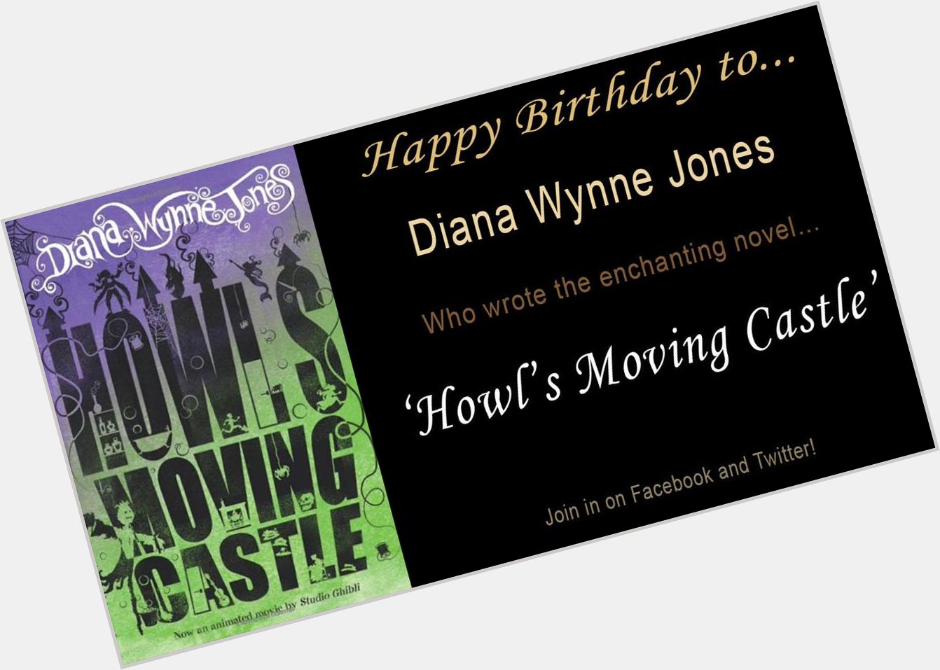 Happy birthday to Diana Wynne Jones who wrote the enchanting and incredible novel \Howl\s Moving Castle. 