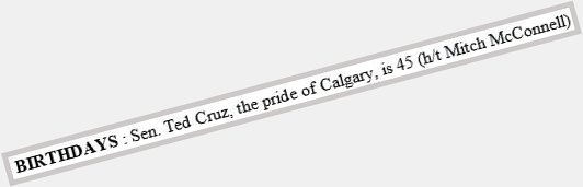 . wishes a happy birthday to Ted Cruz, \"the pride of Calgary.\"  