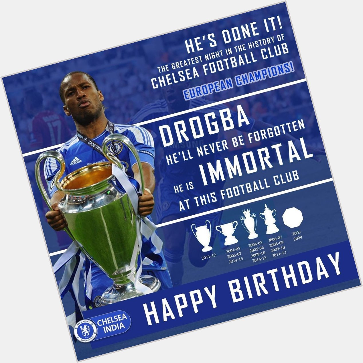  Happy birthday to our legend Didier Drogba who turns 41 today.  Have a great day, King Drogba! .  