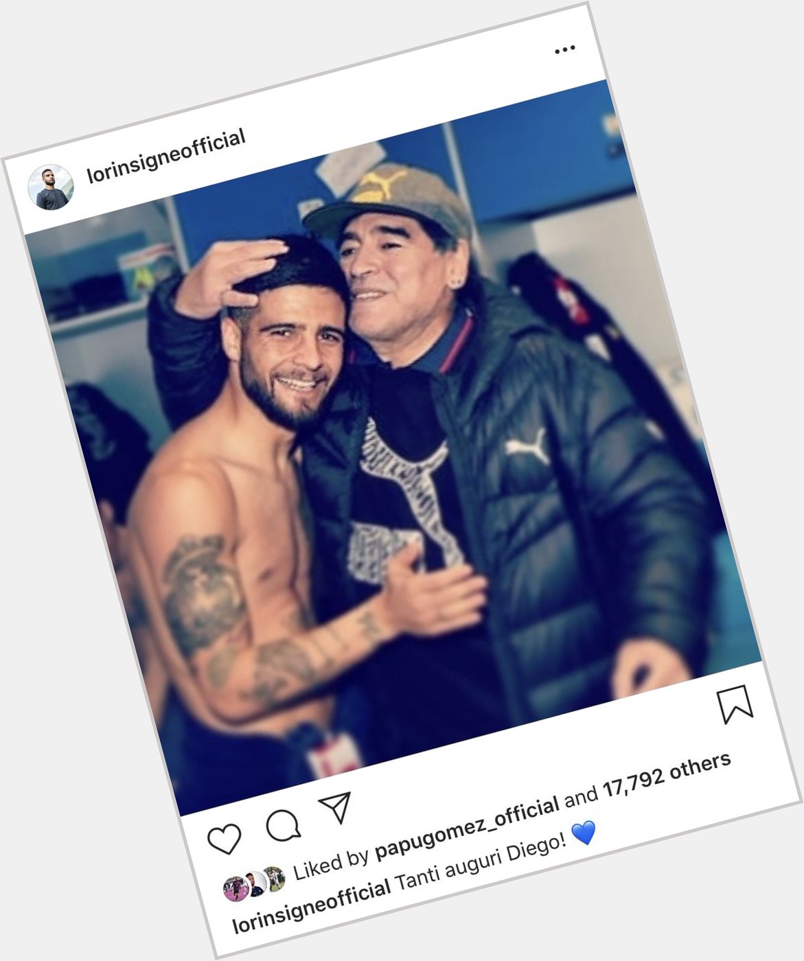 Lorenzo Insigne wishing his idol Diego Maradona a happy birthday today. 