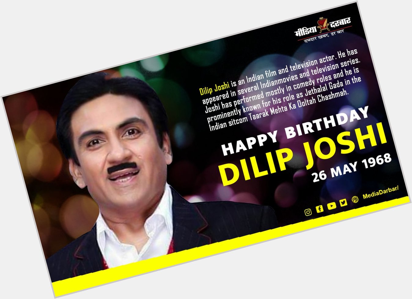 Wishing Happy Birthday To Dilip Joshi.   