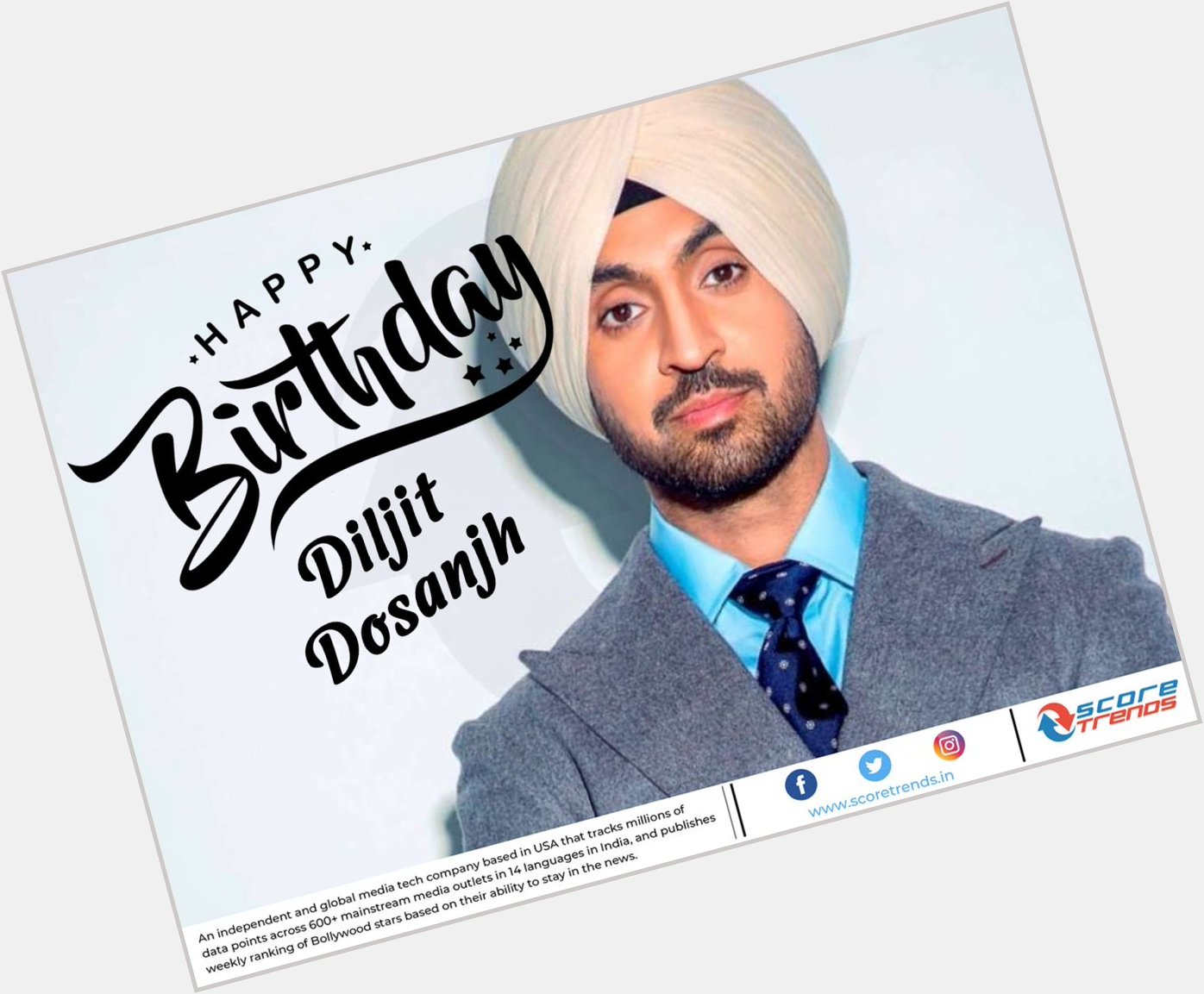 Score Trends wishes Diljit Dosanjh a Happy Birthday!! 