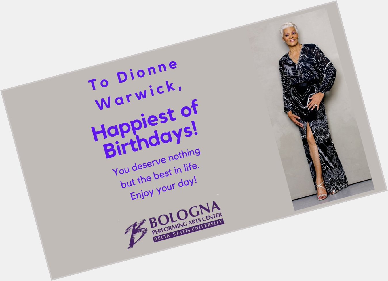 Happy Birthday Dionne Warwick. We are looking forward to her performance April 8, 2021. 
