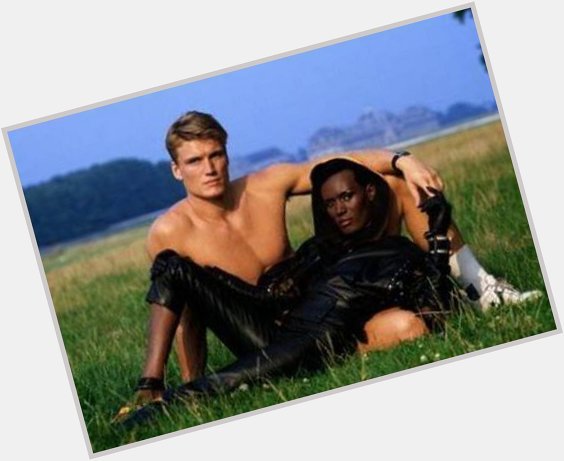 Happy birthday DOLPH LUNDGREN! Here he\s hanging with GRACE JONES, as one does. (1st film credit: A VIEW TO A KILL) 