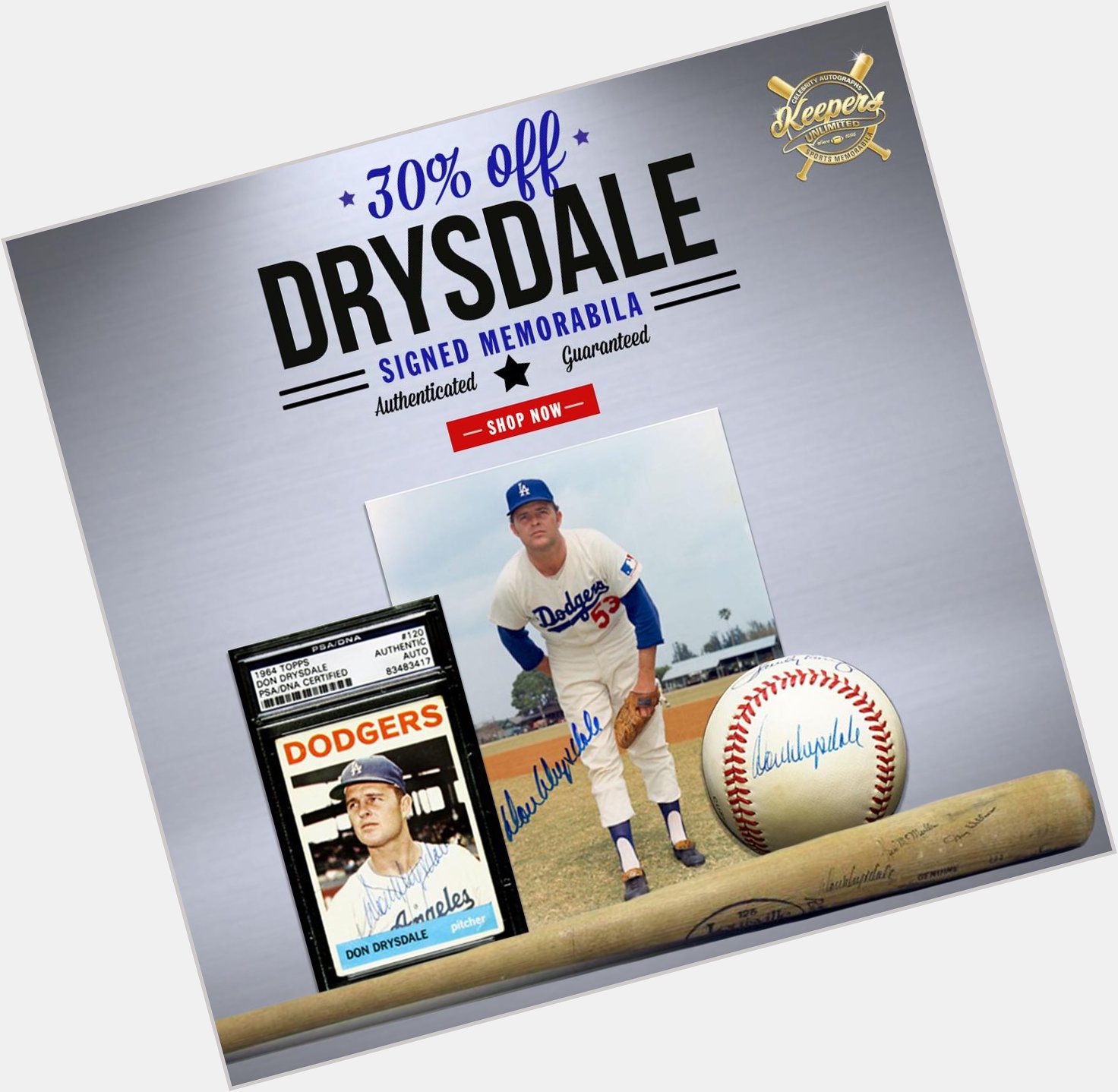 HAPPY BIRTHDAY TO DON DRYSDALE! 30% off!   Browse here:  