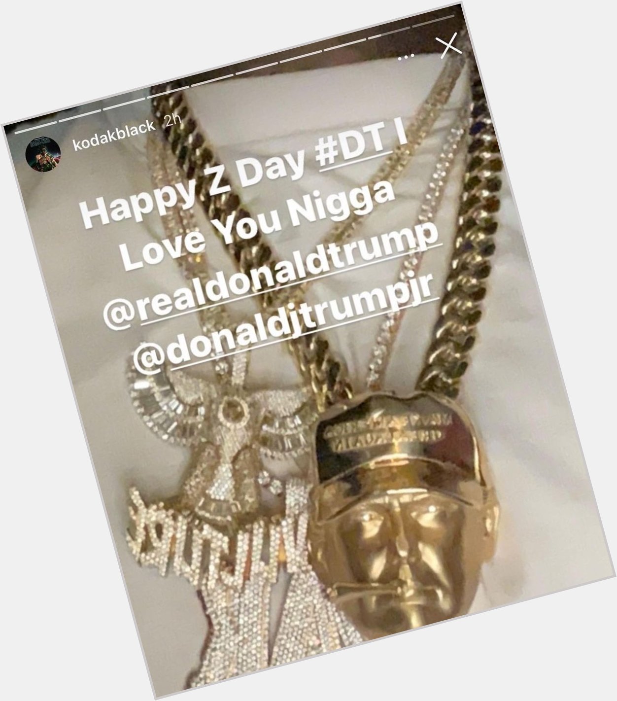 Kodak Black wished Donald Trump happy birthday while showing off his Trump chain 