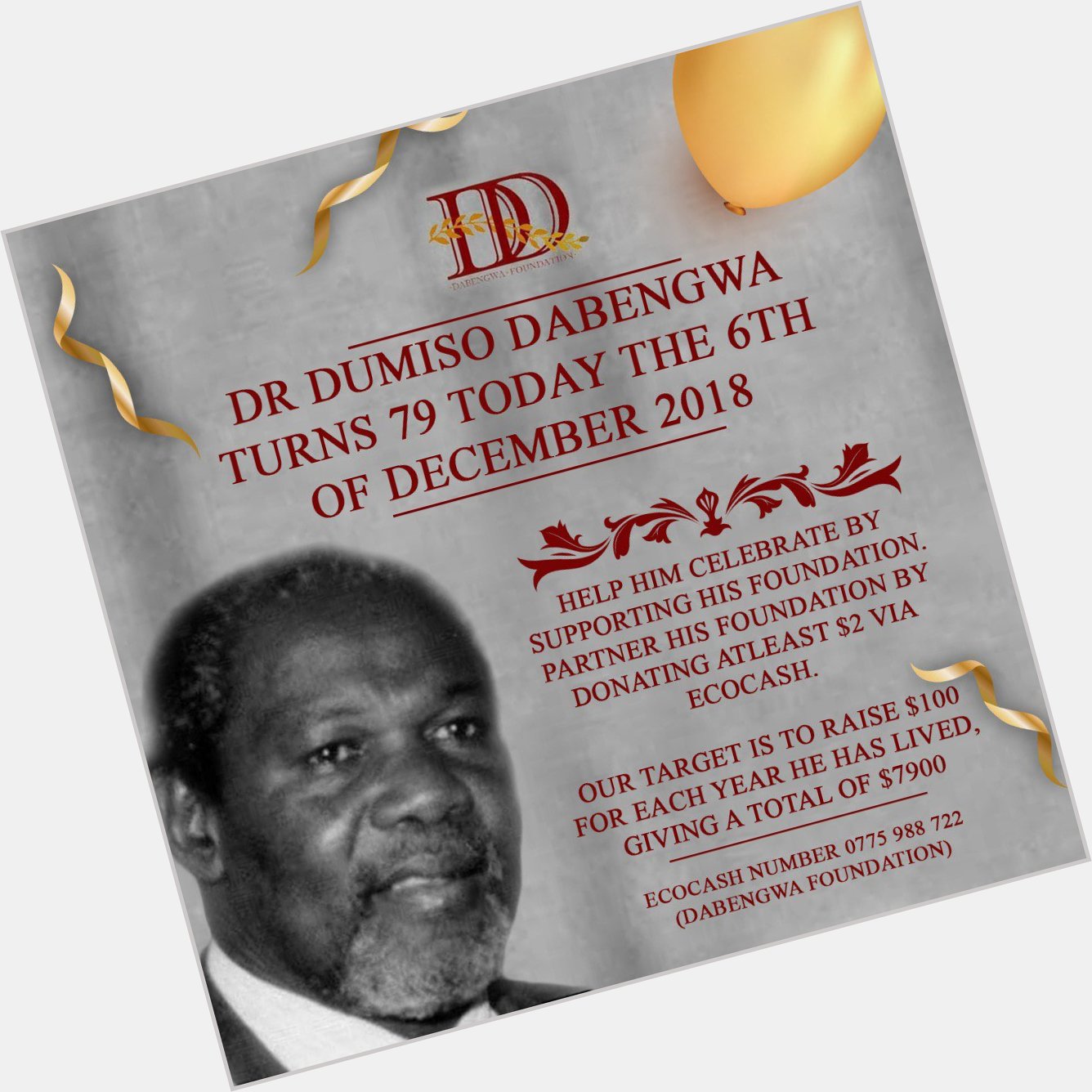 A Happy  79th Birthday to the Black Russian Dr Dumiso Dabengwa...... 