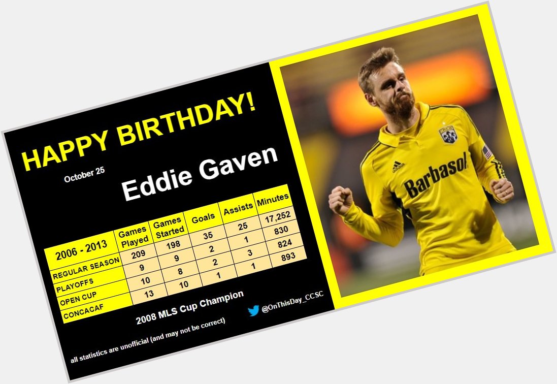 10-25
Happy Birthday, Eddie Gaven!  