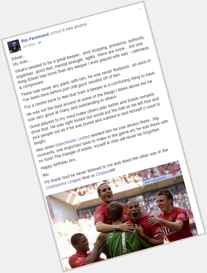 Rio Ferdinand wishes Edwin Van Der Sar a happy birthday -  