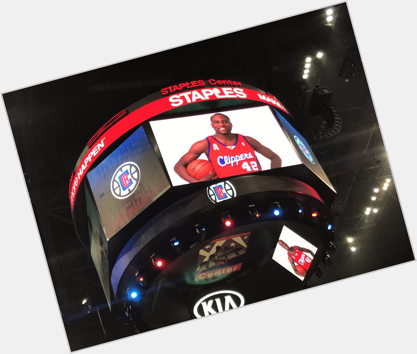 Elton Brand was introduced at the Clippers game. They also wished him Happy Birthday. 