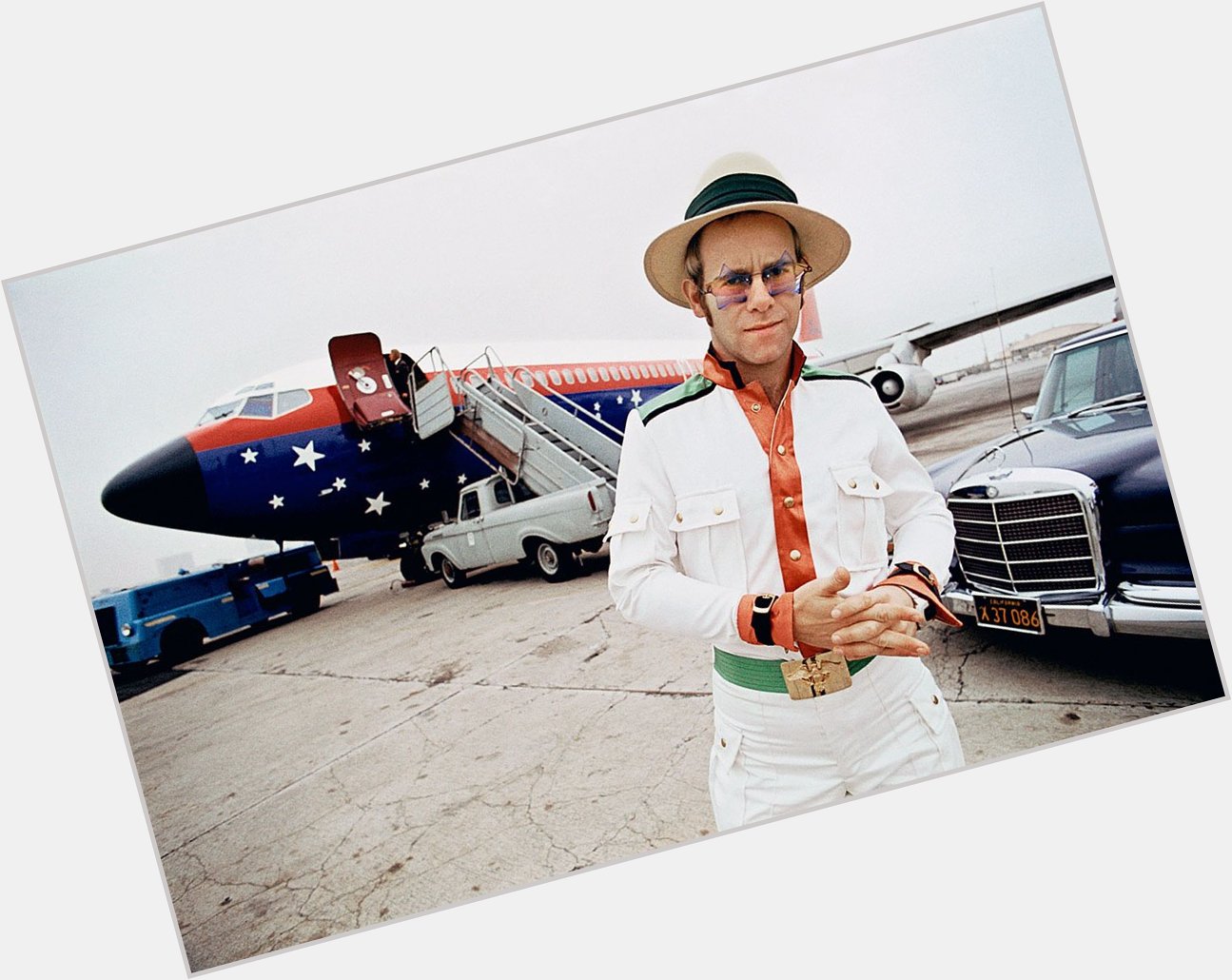 Happy Birthday Elton John! ( Here he is at the airport in California during his 1974 US tour. 