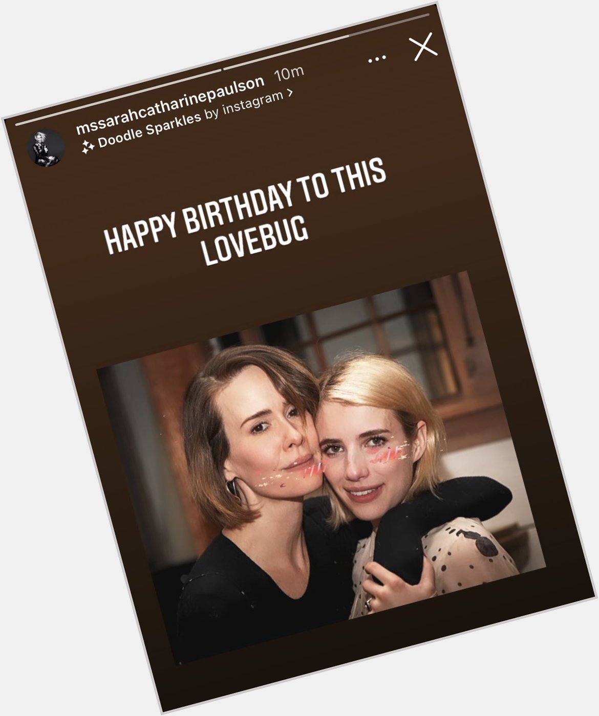 Sarah paulson greeting emma roberts a happy birthday via instagram stories<3 