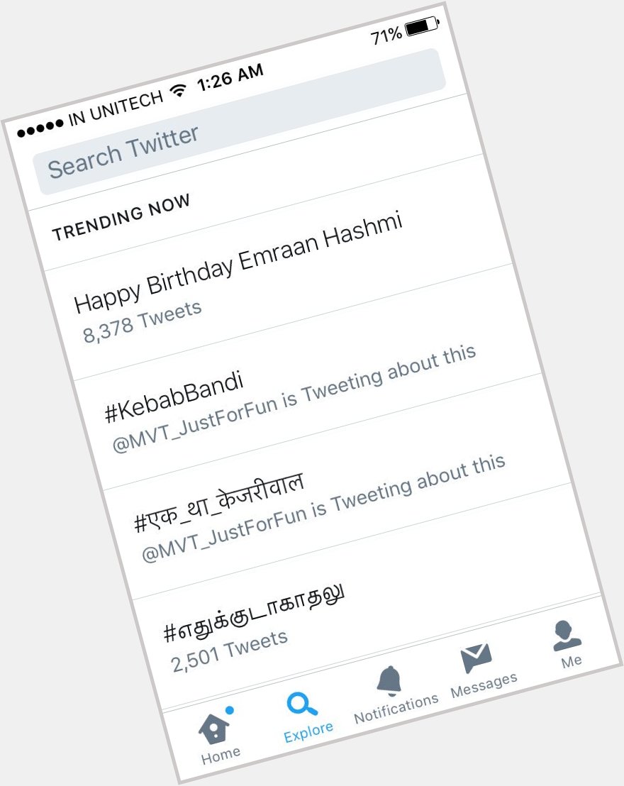 Yey........ Happy Birthday Emraan Hashmi is trending no:~1 