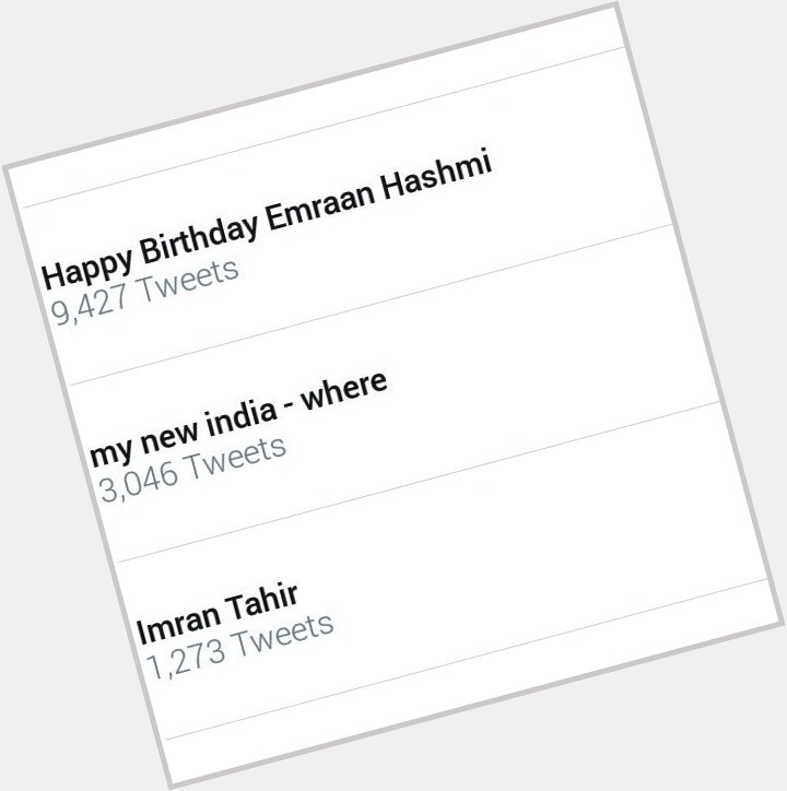 Happy Birthday Emraan Hashmi is in trend     Keep messageing Emi fans 