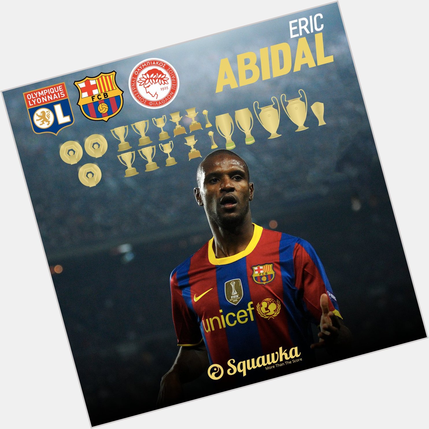 Happy 38th birthday to Éric Abidal.      LaLiga   Ligue 1  Champions League

18 career trophies in total. 